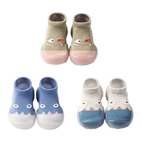 CHAYANG 3 PACK Baby Boys Sock Shoes Anti Slip Infant Warking Socks for 12-18 Months Cover