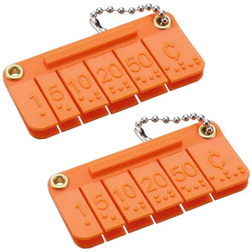 Tellegloww 2 Pcs Plastic Click Pocket Money Brailler Braille Label Maker Braille Gifts for the Blind and Visually Impaired Traveling Shopping