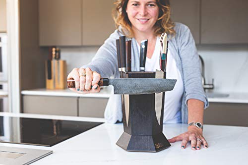 360 Knife Block ® - (Ebonized Walnut) Rotating - Magnetic - Best Universal Knife Block #TOP6