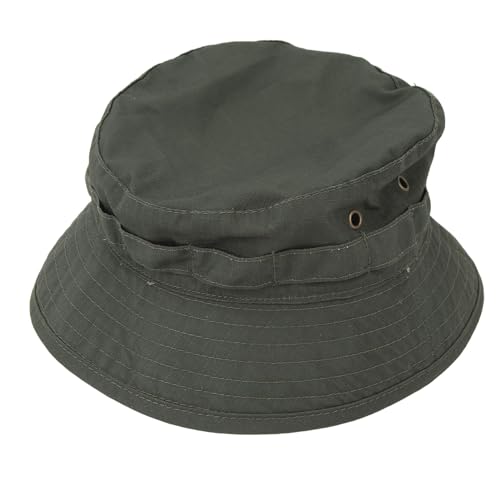 Uxsiya Adjustable Boonie Hat with Short Brim, Oxford Fabric Bucket Hat for Outdoor Activities Beach Fishing Jungle Trips (OD Green) Black