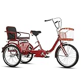 LUYIYI Cadena Doble de Doble Triciclo de Triciclo con Motor Viejo Scooter pequeño Pedal Bicicleta Pedal de Bicicleta Adulto (Color : Red)