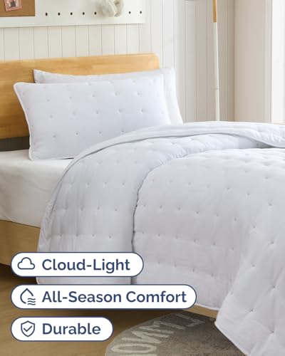 Image of Quilts Twin Size - Bedspread for Twin Size - Lightweight Comforter Set - Quilt Bedding Set for All-Seasons - Ultra Soft, Breathable & Comfy - Summer Coverlet with 1 Pillow Sham - 68 inch x 86 inch, White