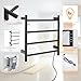 Heated Towel Racks,4 Bars Towel Warmer Rack for Bathroom, Wall Mounted Electric Towel Warmer with Timer, Plug-in/Hardwired Towel Dryer Rack Matte Black