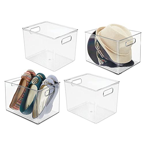 mDesign Plastic Home Storage Basket Bin with Handles for Organizing Closets, Shelves and