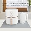2 Pack Silicone Mats for Kitchen Counter, Treerit 23.62" x 15.75" Thick Large Silicone Mat, Nonskid Heat Resistant Countertop Protector, Easy to Clean, 1 Gray and 1 White Translucent #2