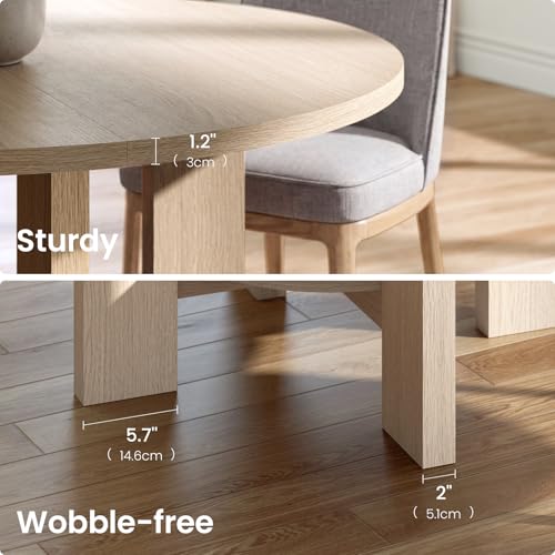 ModernMate 47 Inches Round Dining Table for 4-6 People, White Oak Gray - image 5