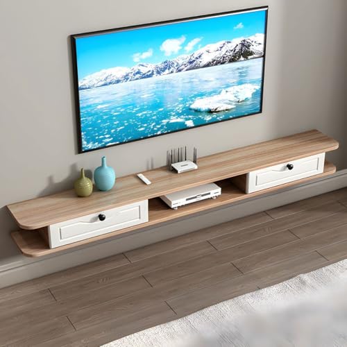 KWOKING Scandinavian Wall-Mounted TV Stand Faux Wood and Solid Wood