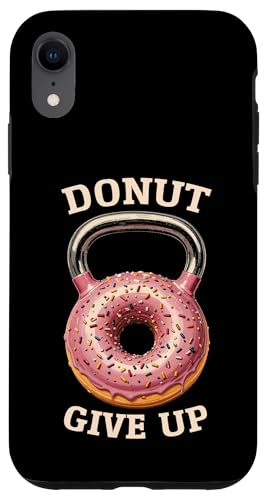 Kettlebell Workout Gym Donut Give Up Doughnut Fitness Retro Case for iPhone XR
