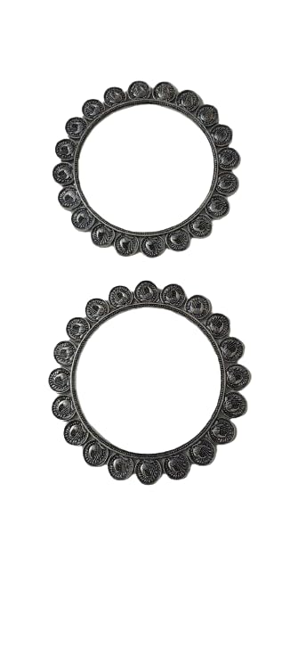 GenericMastani Jewellery By Clover Leaf Silver Oxidised Traditional Bangles (2 Piece Set)