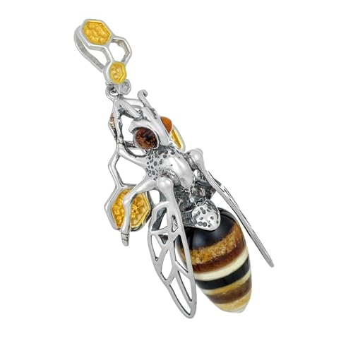Pendentif en ambre de la Baltique et argent sterling oxydé Mod.04 pour femme