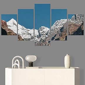 SIGNWIN 5 Panel Canvas Wall Art Snow Mountain...