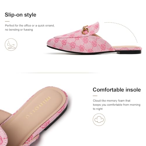 Image of Minorsu Buckle Mules for Women Flats Loafers Shoes for Work Office Business