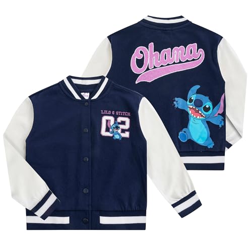 Disney Lilo & Stitch Minnie Mouse Girls Letterman Varsity Bomber Jacket for Big Kids
