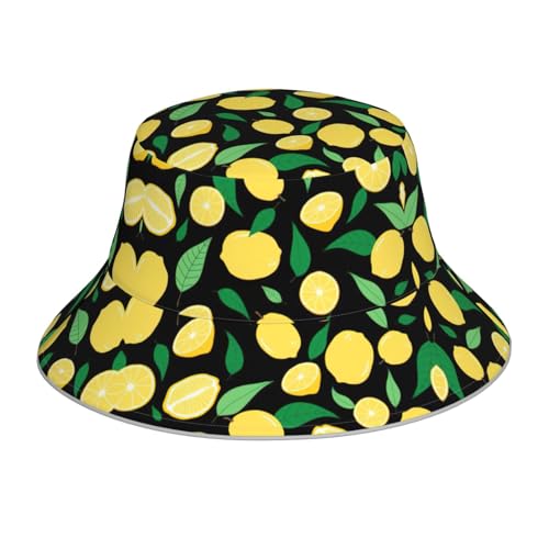 OXbnmm Chapeau de sport de plein air imprimé citron, chapeau de soleil réfléchissant, chapeau cloche réversible avec bord structuré