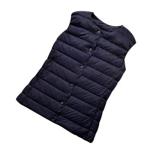 Chaleco Plumas Mujer Ligero Chaleco Plumon Acolchado Guateado sin Mangas Señora Chalecos Acolchados Plumifero Plumífero Ultraligero Chaqueta sin Mangas para Mujer Tallas Grandes Invierno Marina L