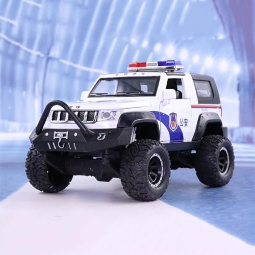 Image of New 1:32 Police Jeep Diecast Alloy Metal Pull Back Car with Openable Doors Music Sound and Light Vehicle Toy Car for Kids Boys (Red)
