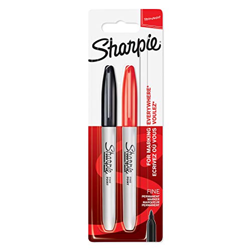 Sharpie Permanent Markers, Fine Tip, Black &Amp; Red, 2 Pack