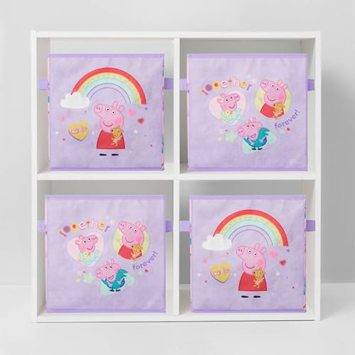 Image of Idea Nuova Storage Cubes for Kids,2 Pack Collapsible Fabric Bins with Handles, Organizer Boxes with Handles for Bedroom,Playroom & Nursery,Peppa Pig