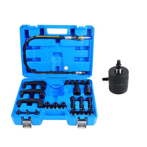 X-UP 24tlg Diesel Einspritzdüsen Injektor Abzieher Set | Pneumatischer Diesel-Injektorabzieher inkl. Adapter | Injektoren Auszieher Werkzeug Set mit Einspritzdüsen Reiniger