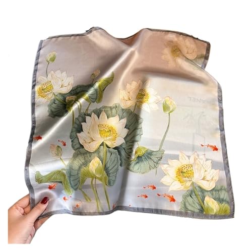 Generico Bufanda para mujer de seda, chal con corbata, bandana de muñeca de estilo pintado al óleo cuadrado de 53 cm, Color1., 53