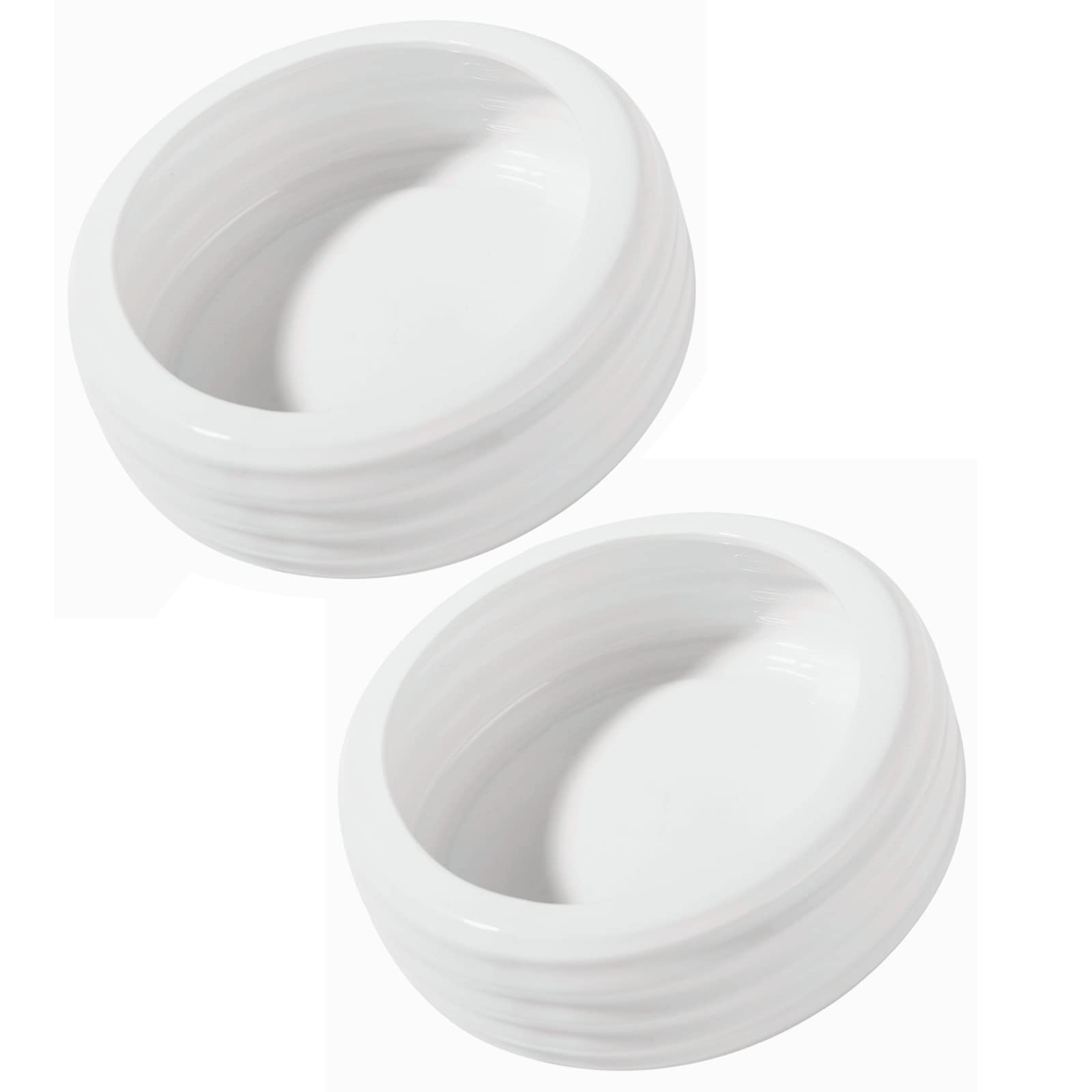 Reptile Food Bowls Ceramic Round Reptile Water Food Dish, Pet Food Bowl for Lizards, Small Snakes, Young Bearded Dragons, Gecko Tortoise Spider (White