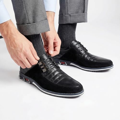 Image of Mens Dress Shoes Casual Business Oxford Derby Orthopedic Leather Shoes Simple Lace-up Walk Loafers Flats Shoes for Men