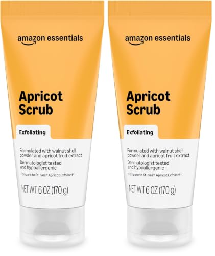 Amazon Basics Exfoliating Apricot Face Scrub, Oil-Free Facial Cleanser with Natural Exfoliants, 6 fl oz (Previously Solimo) (Pack of 2)