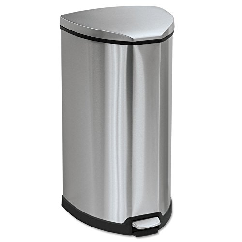 Safco Products Stainless Step-On Trash Can, 10-Gallon, Stainless Steel