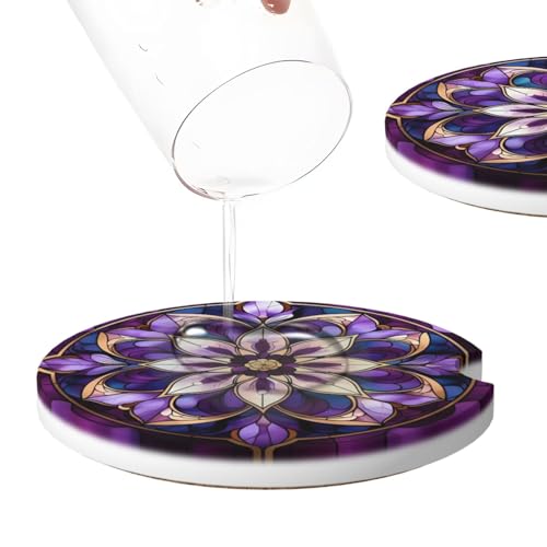 2pcs Portavasos para Auto Mandala Bohemio Morado miniatura 4
