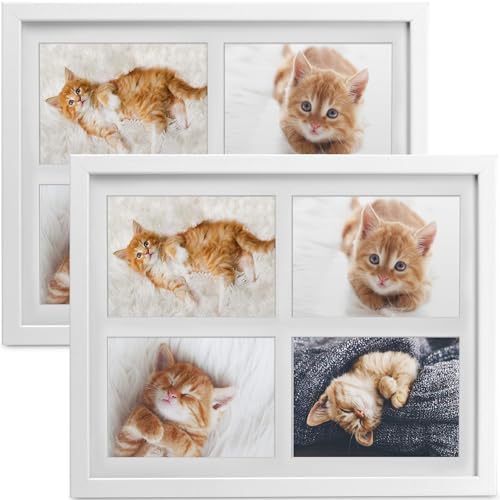 Bomoe Bilderrahmen Collage für 4 Fotos 10x15 cm - Fotorahmen aus Holz,...