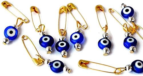 Safety Pins with Turkish Evil Eye - Set of 100 Evil Eye Pins Wedding Invitation Packing Supplies