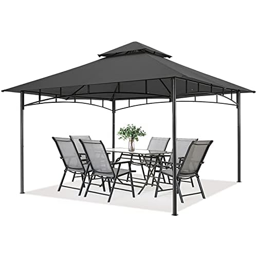 MASTERCANOPY Outdoor Garden Gazebo for Patios with Stable Steel Frame(10×12, Dark Gray)