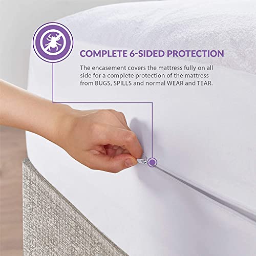 Degrees Of Comfort Waterproof Mattress Encasement King Size 15-18'' Inch Deep Pocket | Zipper Design W/Cotton Cover, 3M Scotchgard Stain Resistant | Breathable And Cooling Protector #TOP1