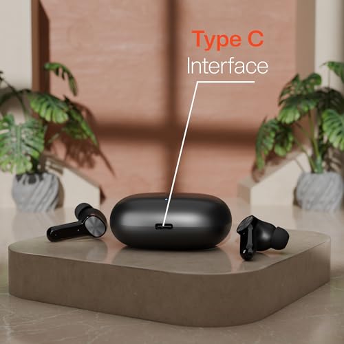 Image of JUST CORSECA Sounddrum Wireless Earbuds | Bluetooth 6.0 | 10mm Dynamic Drivers | 40H Playtime | Type-C Fast Charging | Smart Touch Control | Deep Bass & Clear Calls | Lightweight TWS Earbuds (Black)