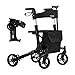 Produktbild FRIPAC  Rollator faltbar und leicht mit Sitz  Leichtgewichtrollator mit stabiler Aluminium-Konstruktion  sichere Gehhilfe für Senioren  geeignet für Wohnung & Outdoor (Schwarz)