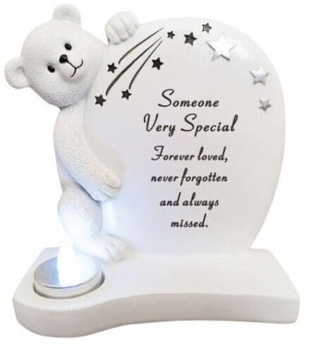 Multicolor Someone Special Teddy Plaque With Silver Candle Graveside Child Baby Memorial Ornament Tribute