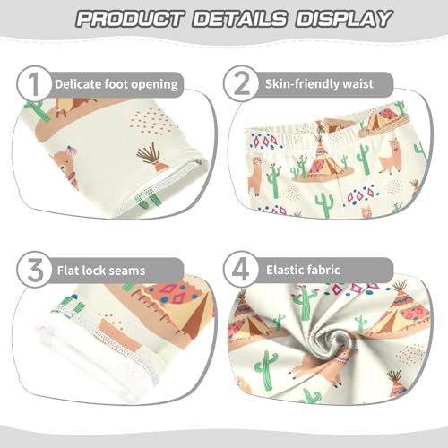 Llamas Cacti Girls Leggings,Workout Leggings for Girls Toddler Athletic Leggings Size for 3-10T3