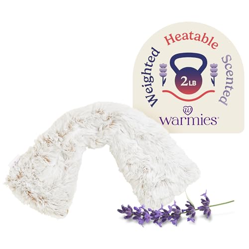 Image of warmies Microwavable Neck & Shoulder Wrap - Heating & Cooling Plush Pad for Calming Relaxation - Weighted & Heated Neck Warmer with Scented Lavender - Microwave Heat Pad for Aches & Pain – Brown