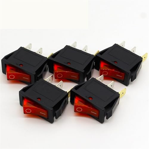 Interrupteur à bascule 20A 125V haute résistance avec voyant LED rouge SPST ON/OFF pack de 5