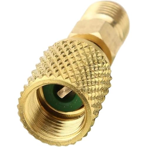 Fynokst Adapter für Vakuumpumpe Klimaanlage R32/R410A, 1/4 Zoll SAE Stecker auf 5/16 Zoll SAE Buchse Aus Messing, Hochdruck Kältemittel Adapter für...