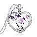 Produktbild Dorical Frauen Liebes-Herz Anhänger Schmuck, mit Getrocknete blumen Kristall, Halskette Damen, Schmuck Damen, Geburtstagsgeschenk, Kette Damen(E)