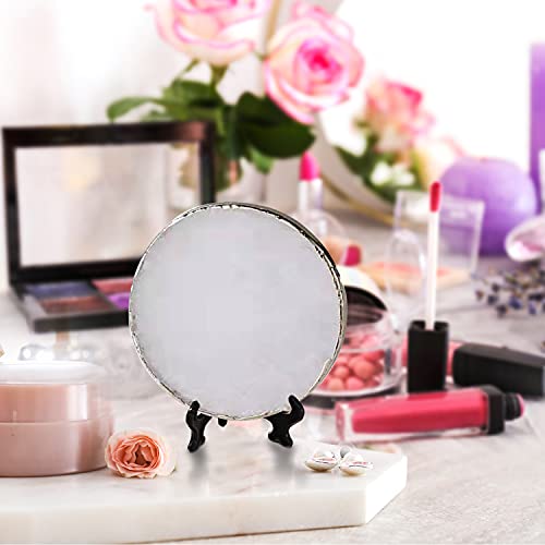 Crystal Coasters White Agate Coaster For Drink,Natural Gemstone Coasters With Gold Rim,Agate Slices Coaster White For Home Decor (4, White), Geode Coasters For Coffee Table #TOP2