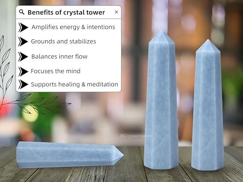 Image of Crystal Heaven Certified Blue Calcite Crystal Tower Obelisk Point For Chakra, Healing And Balancing - Aaa Grade Original Certified Gemstone Agate For Reiki Meditation Yoga Spiritual (2-3 Inches)