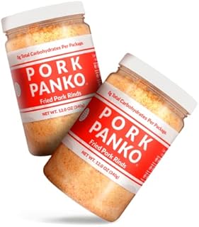 Pork Panko - Pork Rind Crumbs - 12oz Resealable Jar - 2 Pack - Naturally Gluten Free and Carb Free, Keto Friendly, Crispy Topping, Paleo Crab Cakes, Keto Meatloaf, Pork Chop Breading