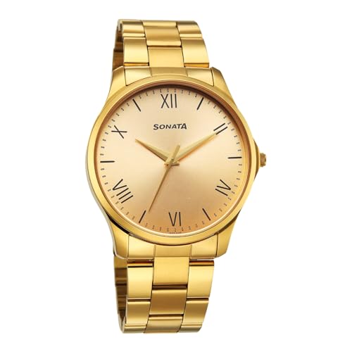 Image of Sonata Traditional Essentials Quartz Champ Round Dial Men's Watch | Analog Watch | Watches for Men Analog - 77163YM04W