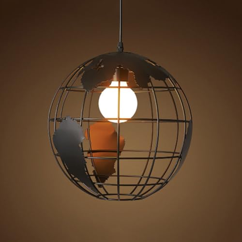 Lustre en cage de style américain en finition noire avec abat-jour rétro haut de gamme