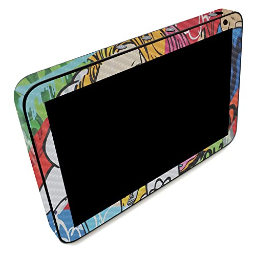 Image of MightySkins Carbon Fiber Skin Compatible with Amazon Echo Show 8 (Gen 2) - Cartoon Mania | Protective, Durable Textured Carbon Fiber Finish | Easy to Apply | Made in The USA