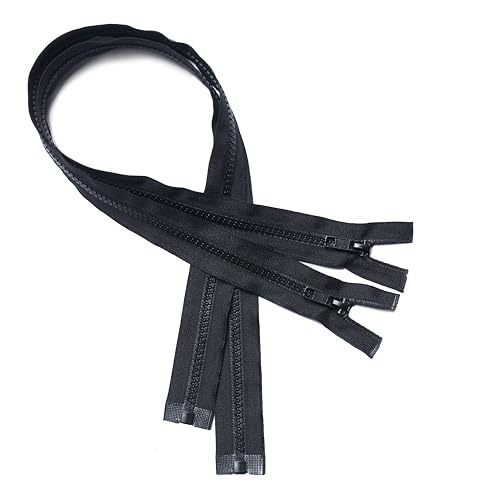 KGS Cremalleras separadoras para coser | 2 piezas/paquete | Dientes de plástico moldeados #5 | Herramientas de costura a granel para ropa, bolsos, textiles para el hogar (negro, 24 pulgadas)