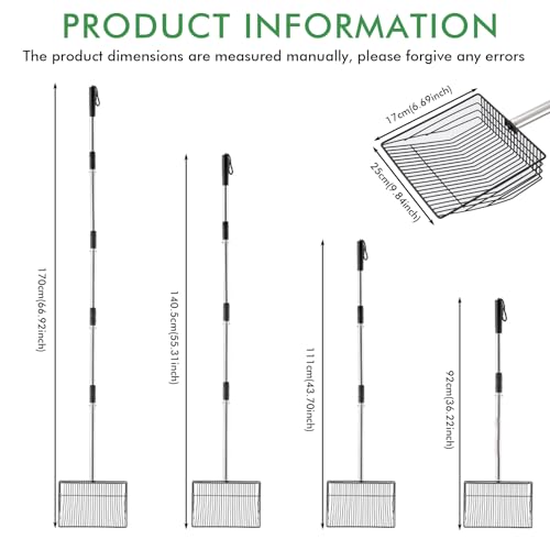 Hühnerkotschaufel,Hühnerstall Zubehör , 4 einstellbare 170cm Hühnerschaufel Katzenklo Schaufel für Trennung von KOT und Schutt von Sand de Hühner Einstreu Hühnerstreu Schaufel Chicken Poop Scooper