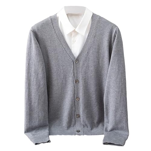 Cardigan laine mélangée homme col V tricot premium manches longues léger